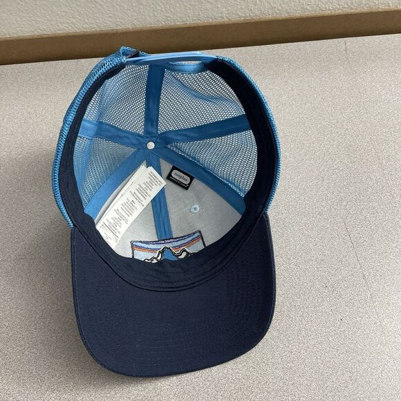Patagonia Hat Mens Blue Cap Snapback Net Plus Embroidered Logo Mesh Trucker - Picture 5 of 8